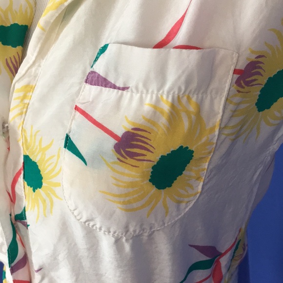 Vintage 70s-80s white floral summer day dress Hawaiian tropical flowers retro - Picture 9 of 14